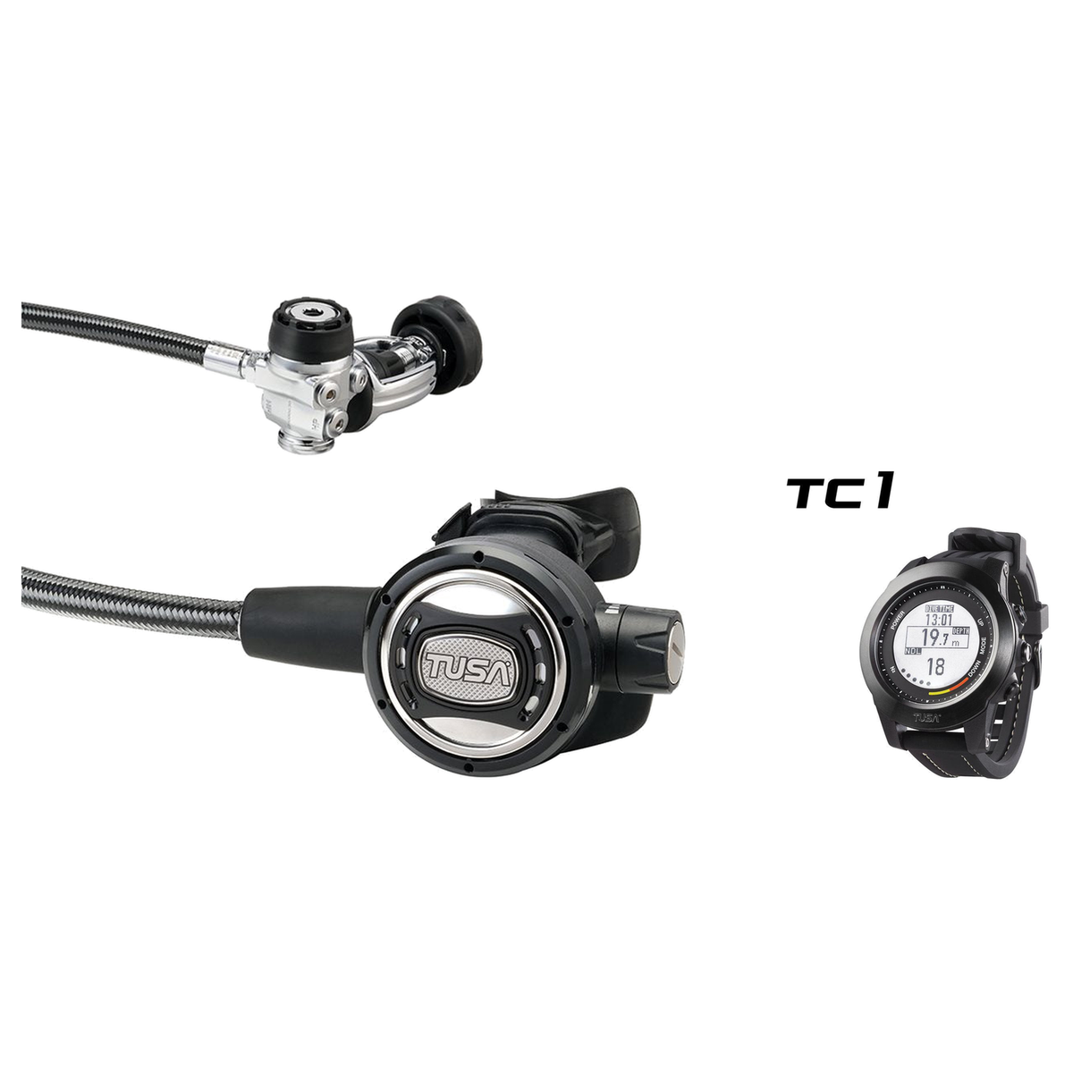 Tusa Regulator + Dive Computer Package – RS-609U Regulator + TC1 Dive Computer — includes Tusa RS-609U Compact Diaphragm Reg…