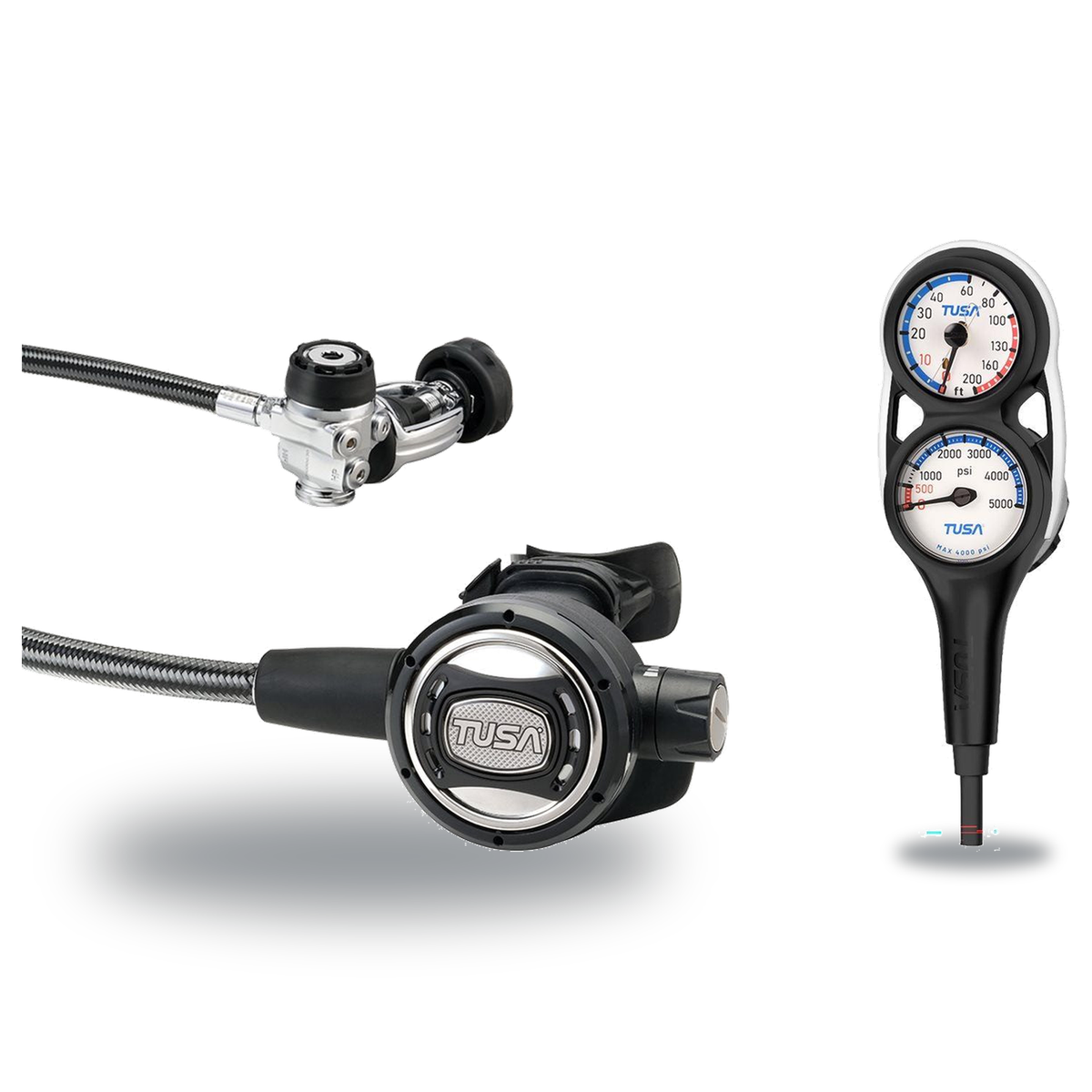 Tusa Regulator + Gauge Console Package – RS-609U Regulator + 3-Gauge (Pressure, Depth, Compass) — includes Tusa RS-609U Comp…
