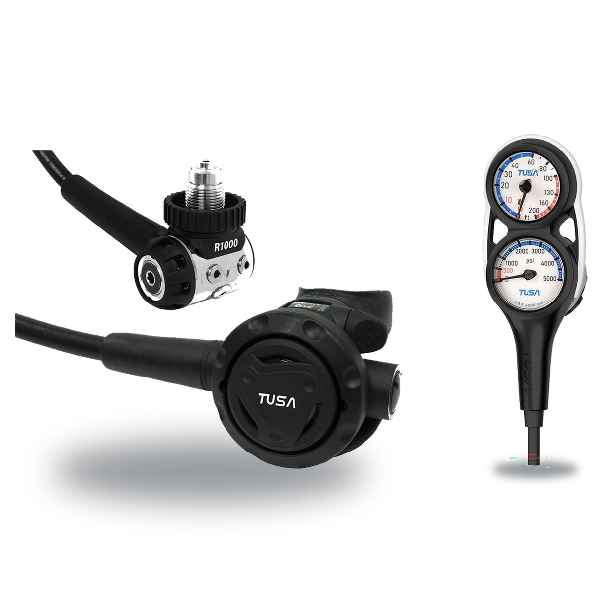 Tusa Regulator + Gauge Console Package – RS-609U Regulator + 3-Gauge (Pressure, Depth, Compass) — Tusa RS1001