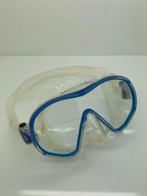 Used Scubapro Solo Scuba Diving and Snorkeling Dive Mask-Clear/Blue-Good-