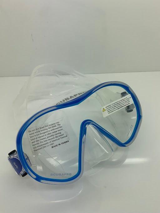 Used Scubapro Solo Scuba Diving and Snorkeling Dive Mask-Clear/Blue-Like New-