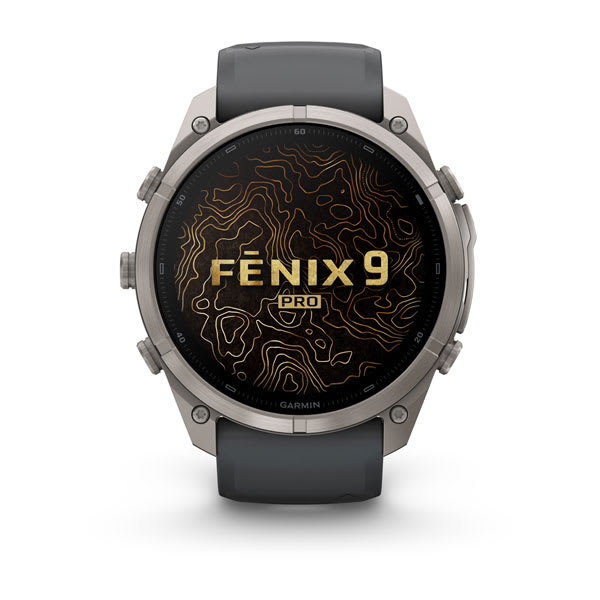 Garmin fenix 9 Pro – 51 mm Titanium with Graphite/Black Silicone Band — right profile