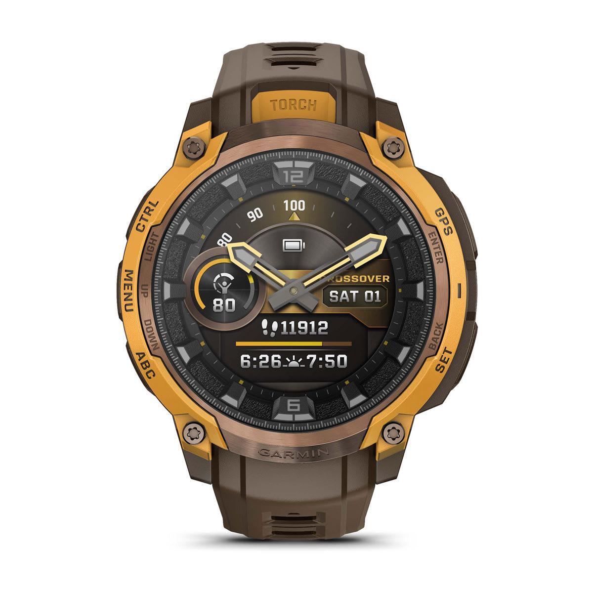 Garmin Instinct Crossover Hybrid GPS Smartwatch – AMOLED / Bronze/Sunburst