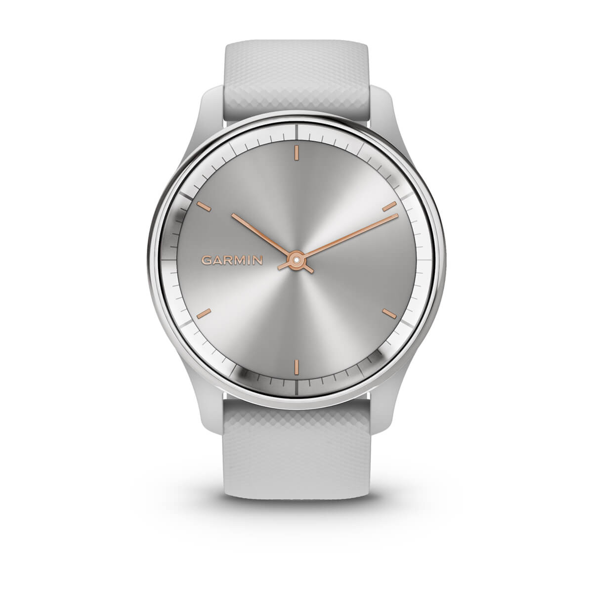 Garmin vívomove Trend Hybrid Smartwatch – Silver Stainless Steel Bezel with Mist Gray Case and Silicone Band