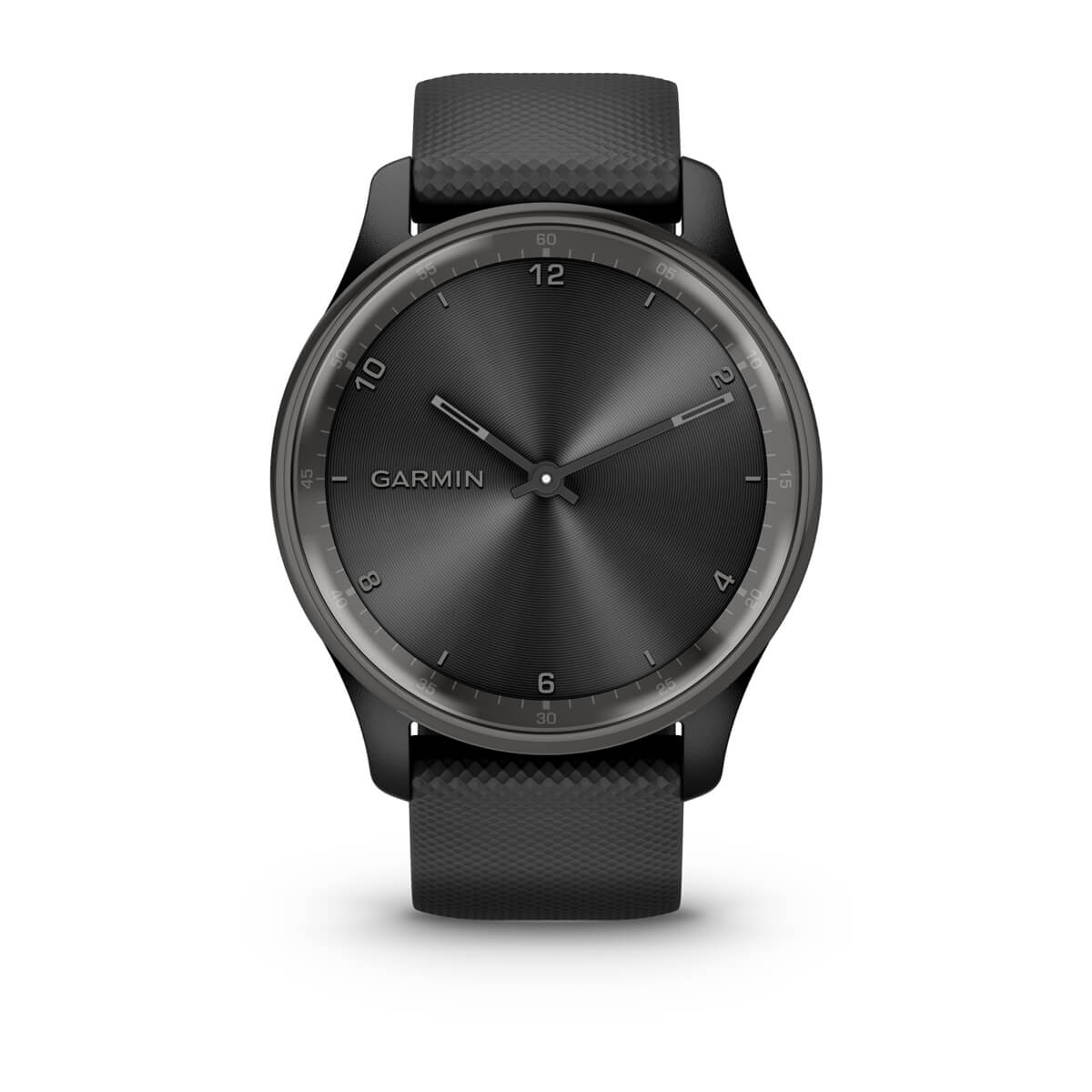Garmin vívomove Trend Hybrid Smartwatch – Slate Stainless Steel Bezel with Black Case and Silicone Band