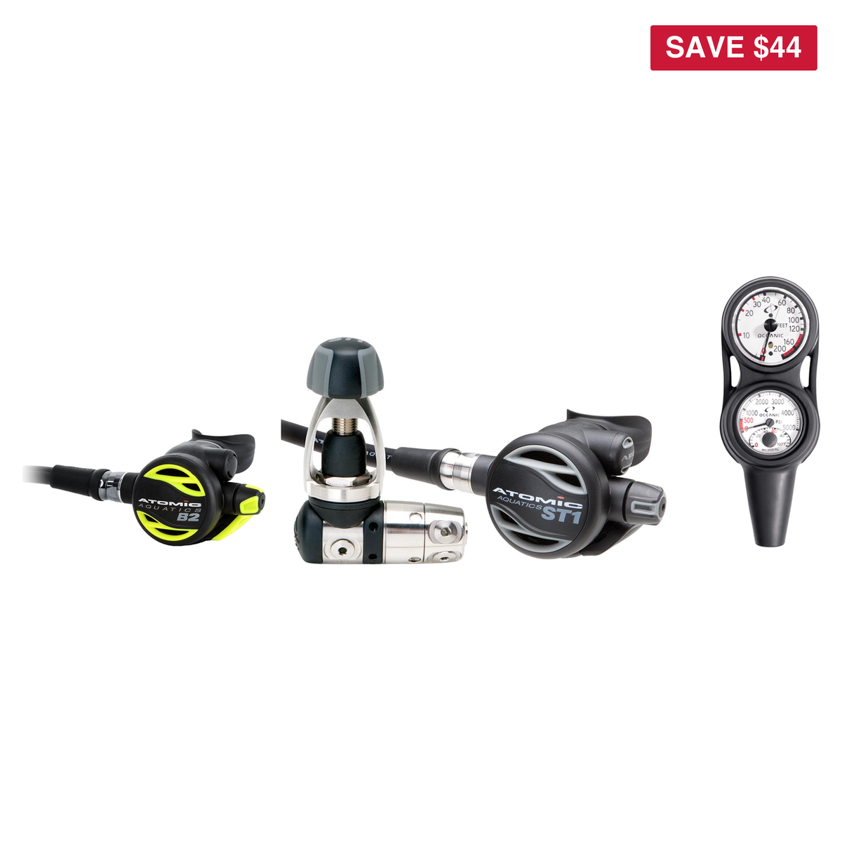 Atomic Complete Regulator Set – ST1 Regulator + B2 Octopus + Maxdepth Console — includes Atomic Aquatics ST1 Regulator, Atom…