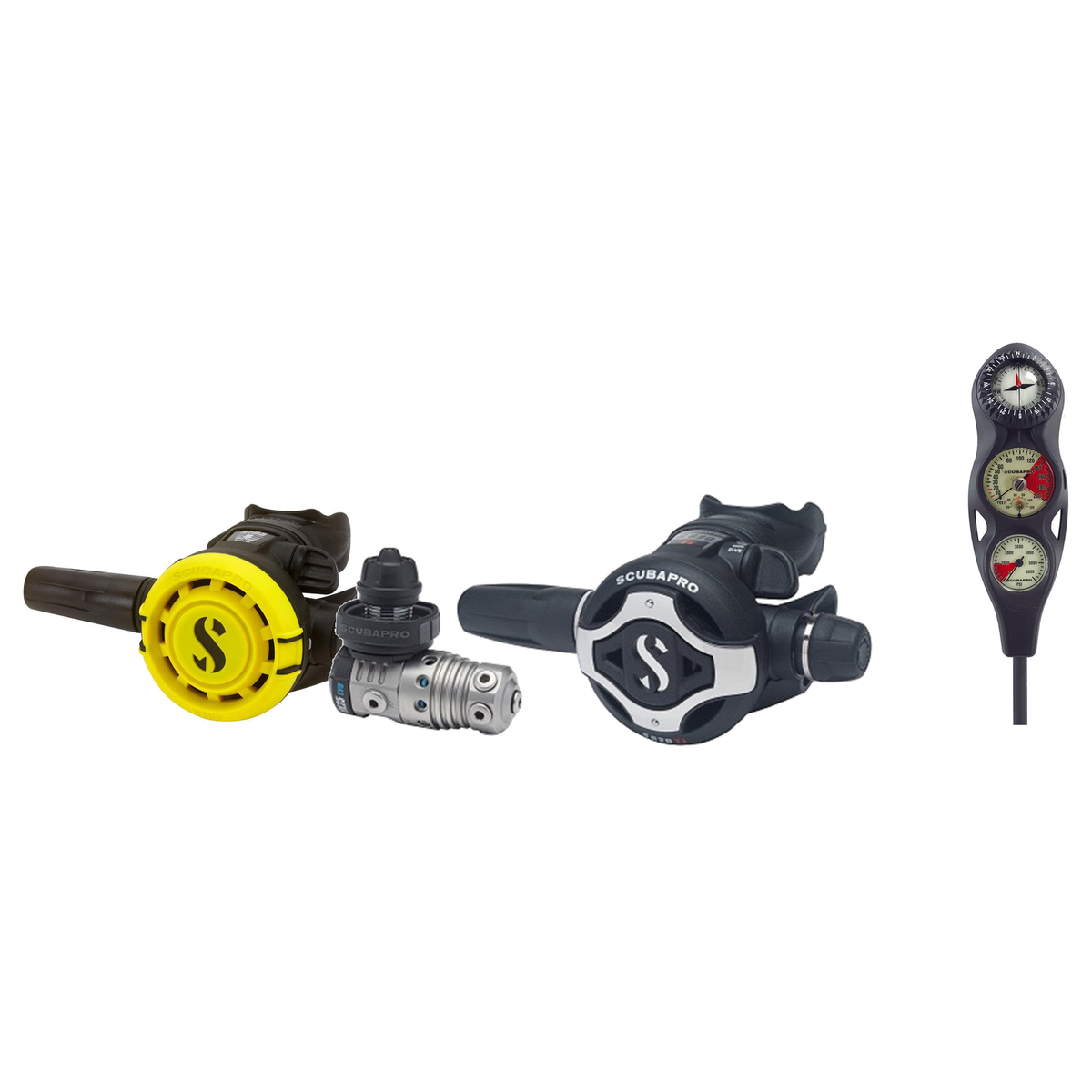 Scubapro Complete Regulator Set – MK25T EVO/S620 X - TI Regulator + R105 Octopus + 3-Gauge Console — includes Scubapro MK25T…
