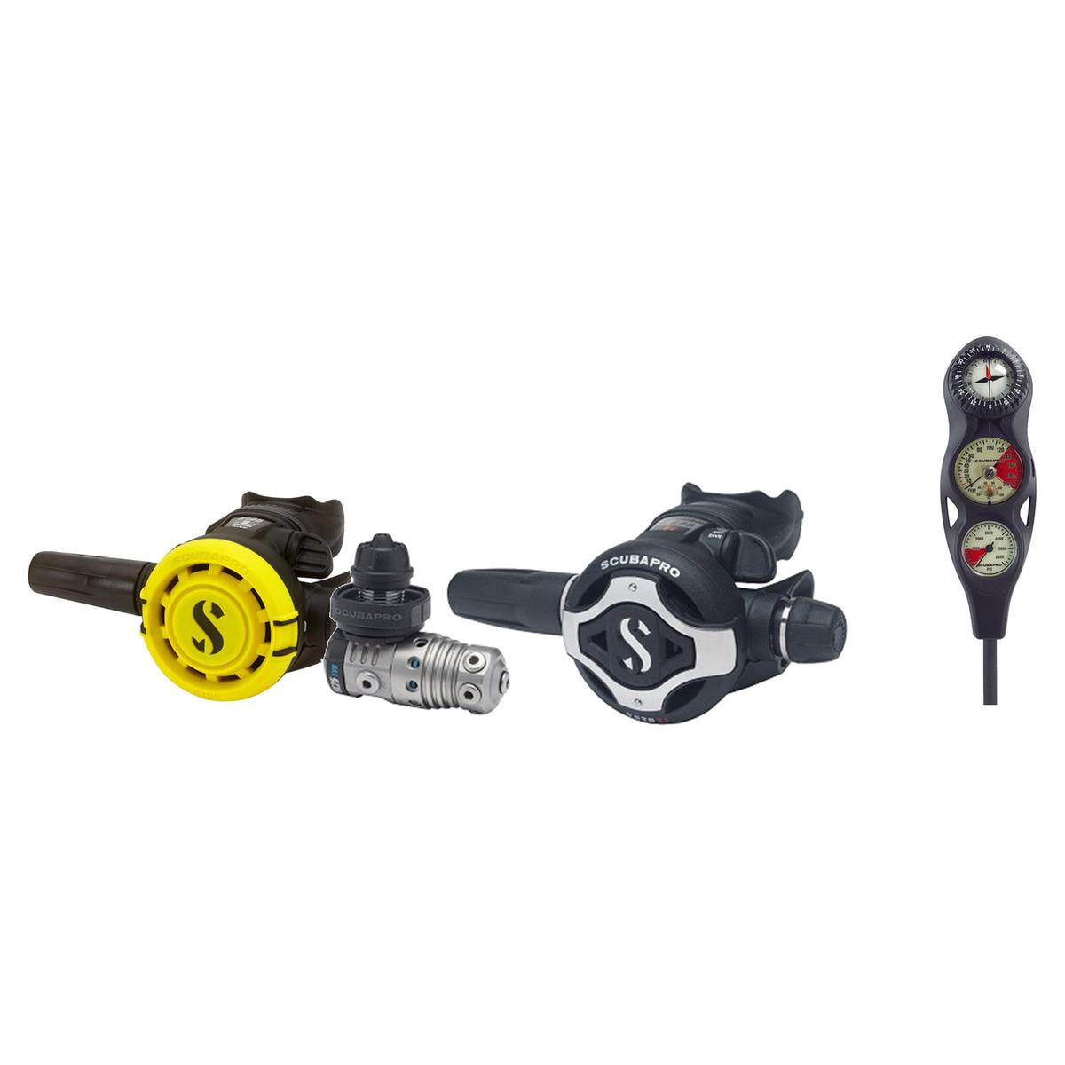 Scubapro Complete Regulator Set – MK25T EVO/S620 X - TI Regulator + R105 Octopus + 3-Gauge Console — DIN
