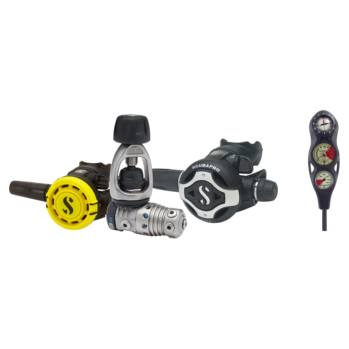 Scubapro Complete Regulator Set – MK25T EVO/S620 X - TI Regulator + R105 Octopus + 3-Gauge Console — INT