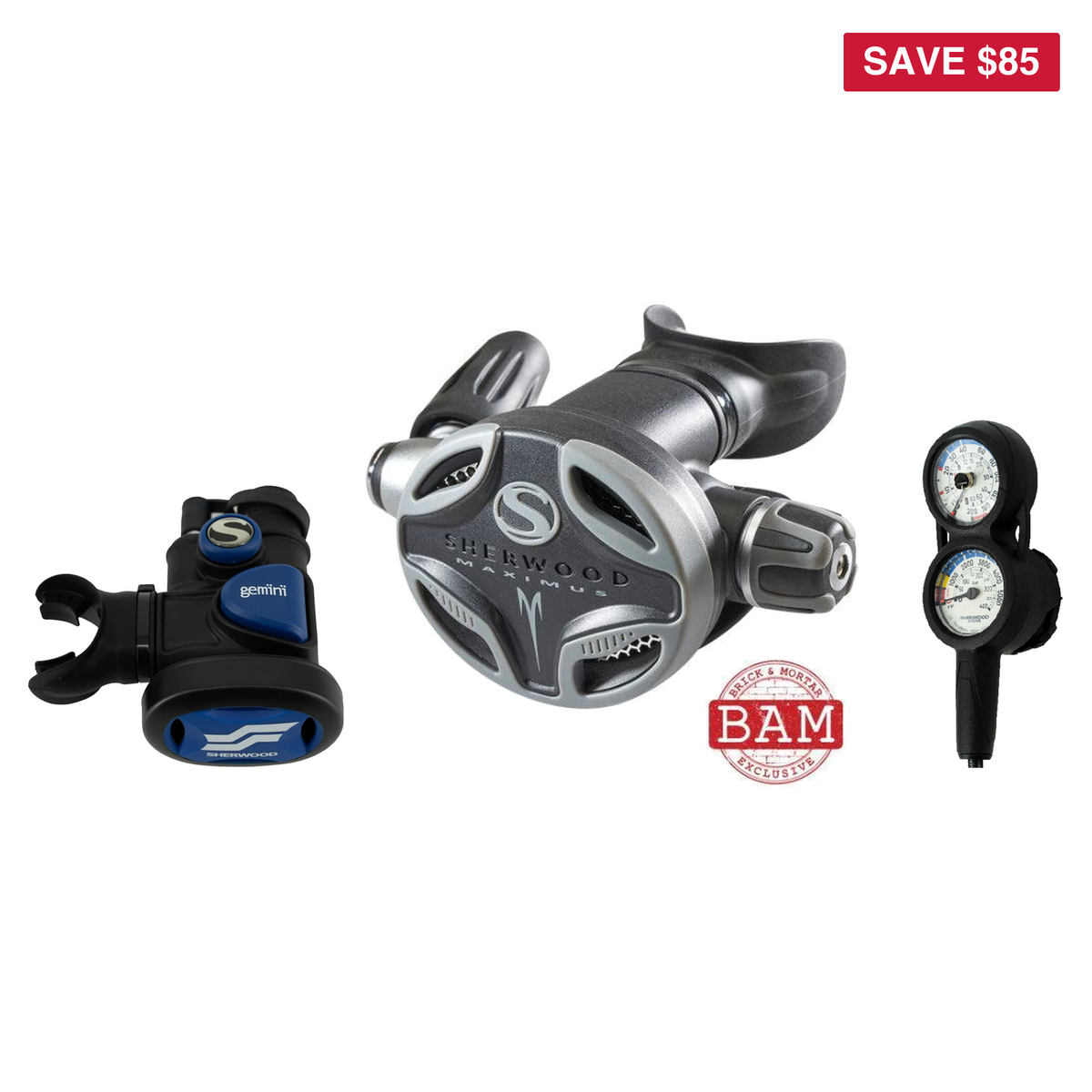 Sherwood Complete Regulator Set – Maximus Pro Regulator + Gemini Octo + 3-Gauge Console — includes Sherwood Maximus Pro Regu…