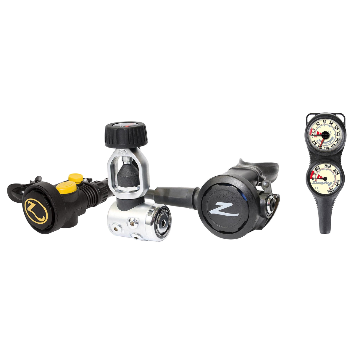 Zeagle Complete Regulator Set – Envoy II 1st Stage with Envoy 2nd Stage Regulator + Octo Z II + 2-Gauge Console — includes Z…
