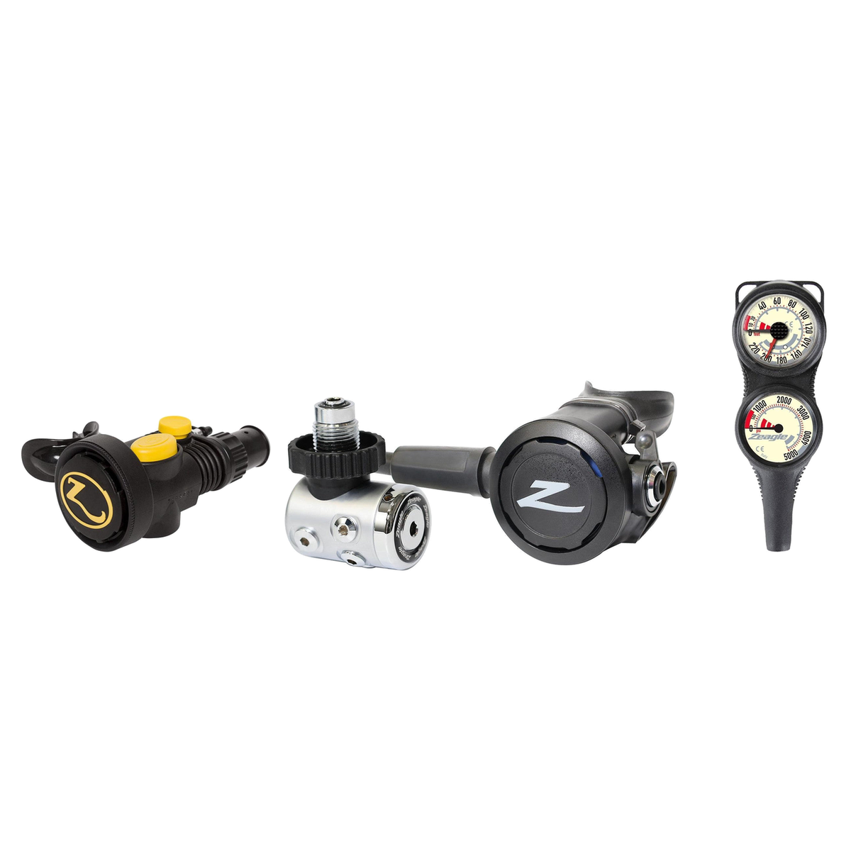 Zeagle Complete Regulator Set – Envoy II 1st Stage with Envoy 2nd Stage Regulator + Octo Z II + 2-Gauge Console — DIN