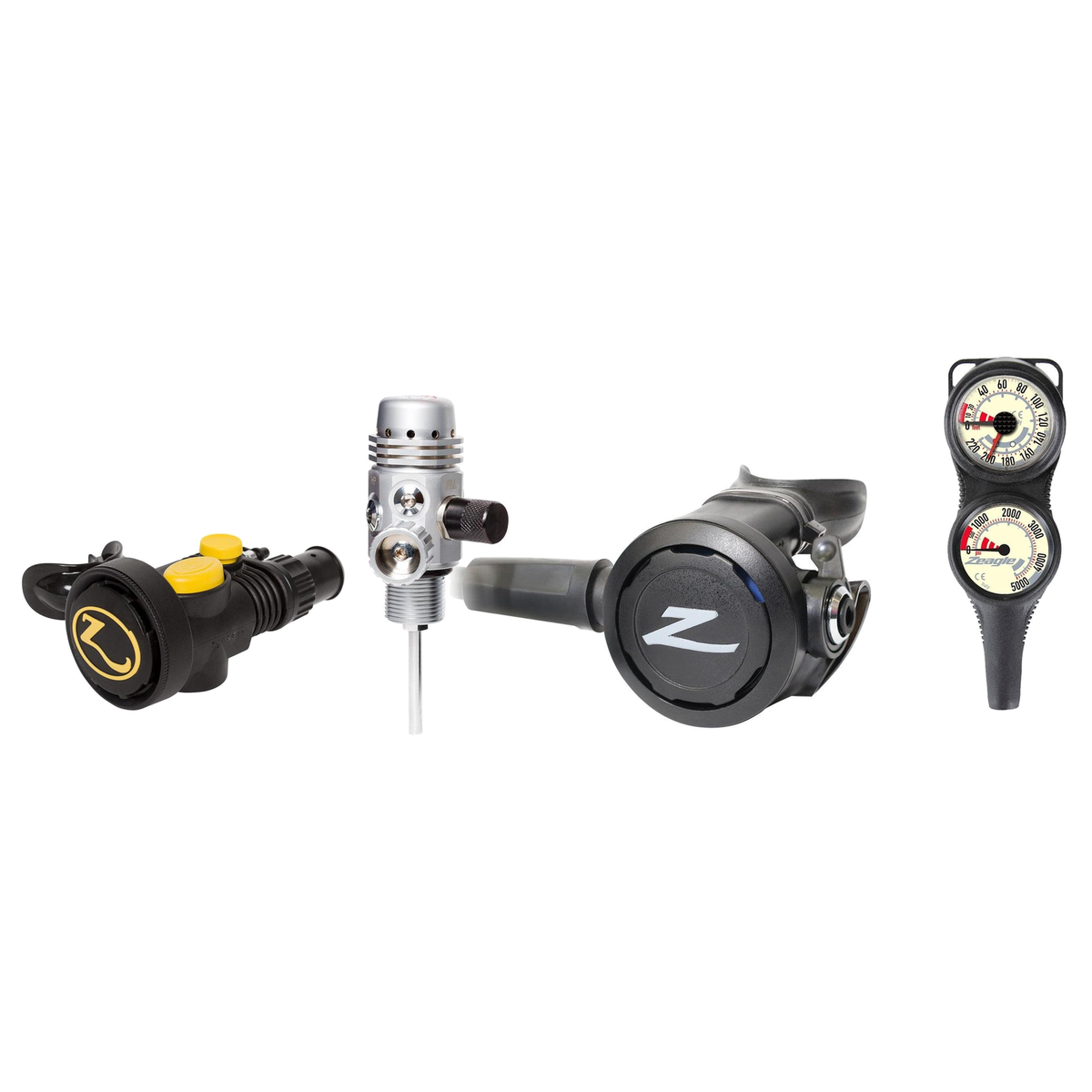 Zeagle Complete Regulator Set – Envoy/RaZor II Regulator + Octo Z II + 2-Gauge Console — includes Zeagle Envoy/RaZor II, Zea…