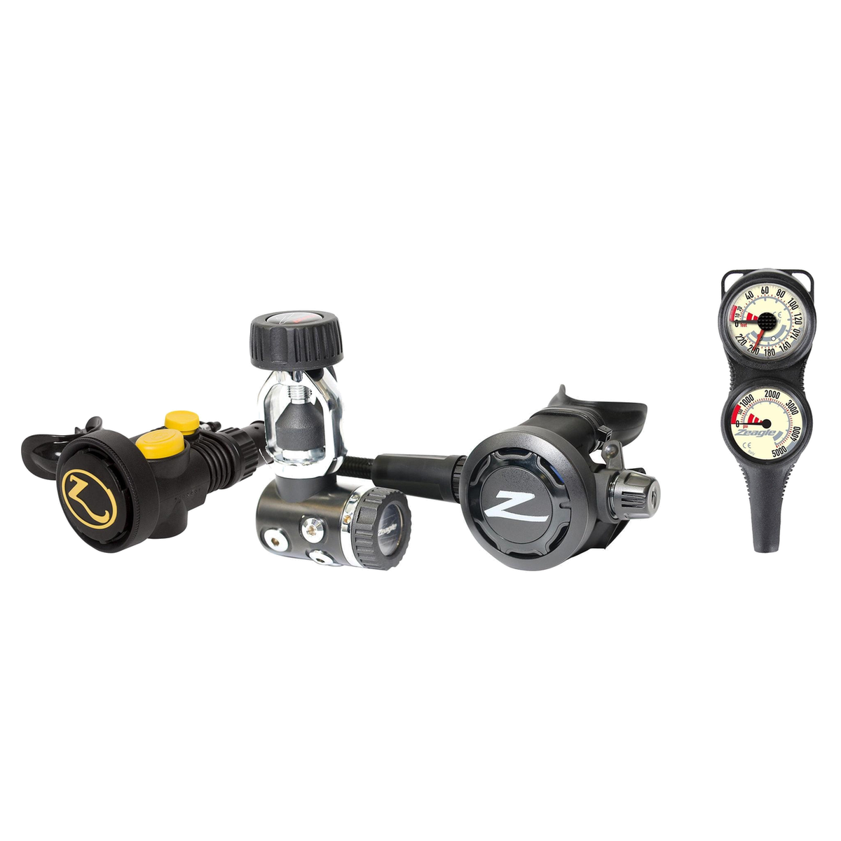 Zeagle Complete Regulator Set – Onyx II 1st Stage Yoke with Onyx 2nd Stage Regulator + Octo Z II + 2-Gauge Console — YOKE