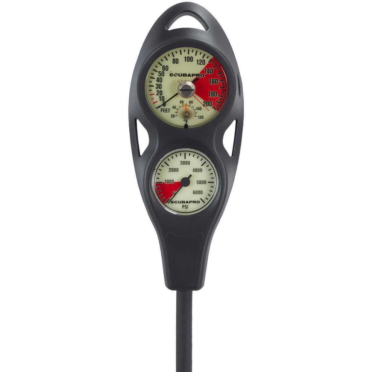Scubapro 2-Gauge In-Line Compact Plastic Pressure Gauge, Standard Depth Gauge Dive Console-