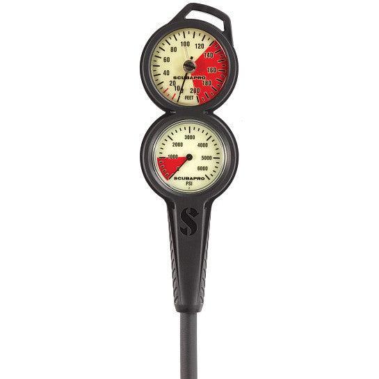 Scubapro 2-Gauge Metal Compact Pressure Gauge, Compact Depth Gauge Dive Console-