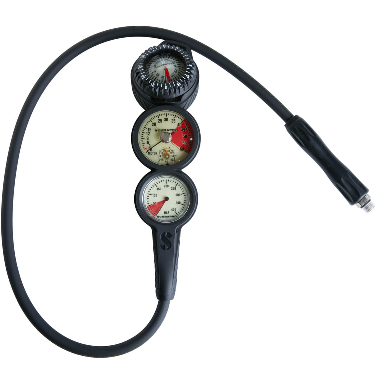 Scubapro 3-Gauge In-line Standard Pressure Depth Gauge Compass Console-