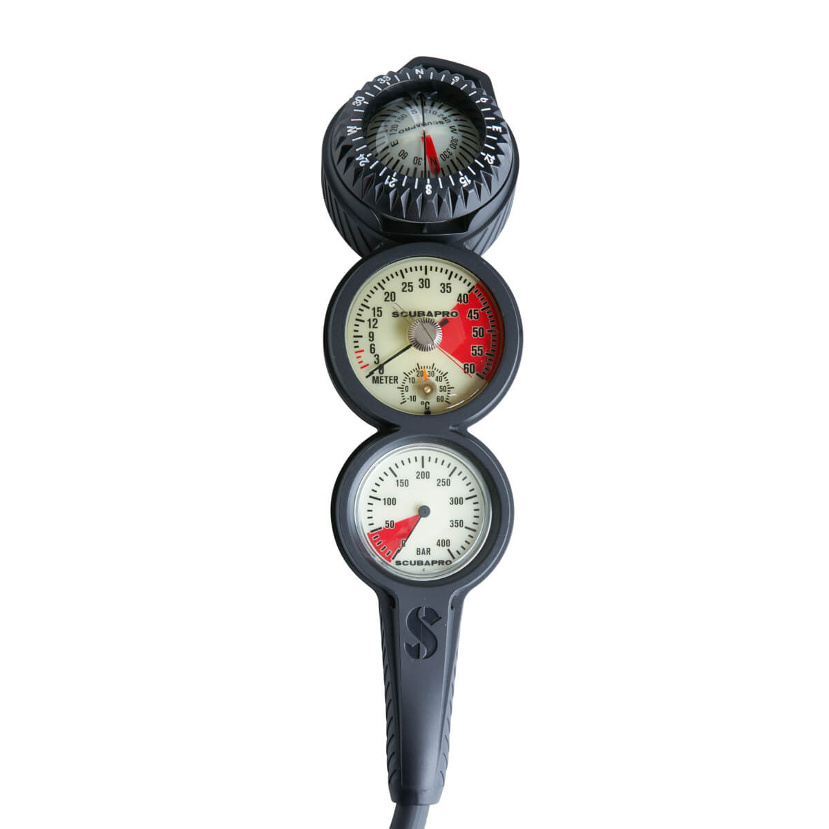 Scubapro 3-Gauge In-line Standard Pressure Depth Gauge Compass Console-