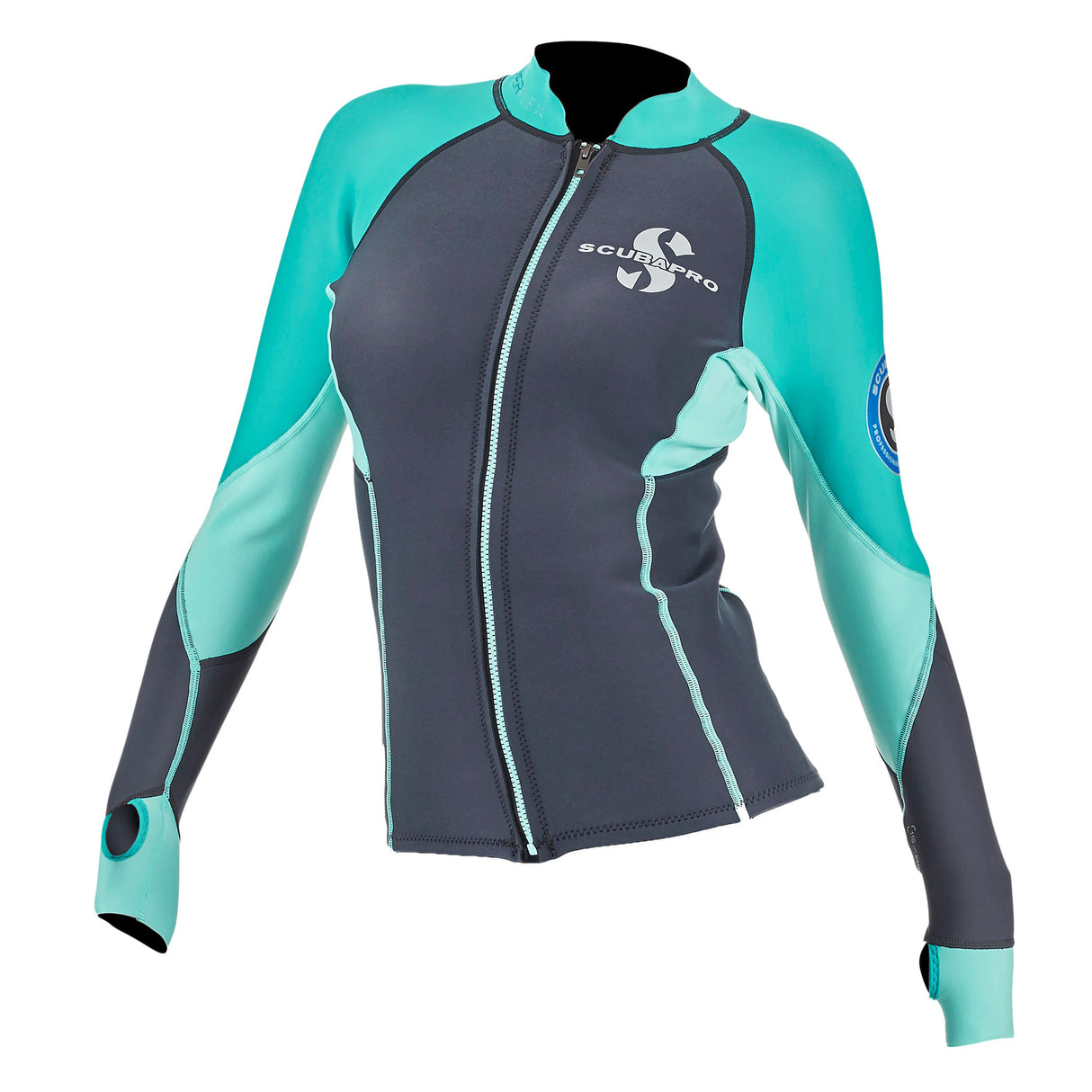 Scubapro Everflex 1.5mm Long Sleeve Womens Top Scuba Diving Wetsuit-Caribbean(Teal)-XS-