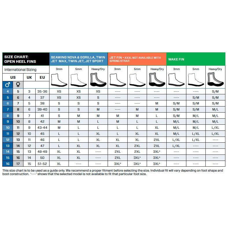 Scubapro Jet Sport Adjustable Open Heel Scuba Diving Fin-