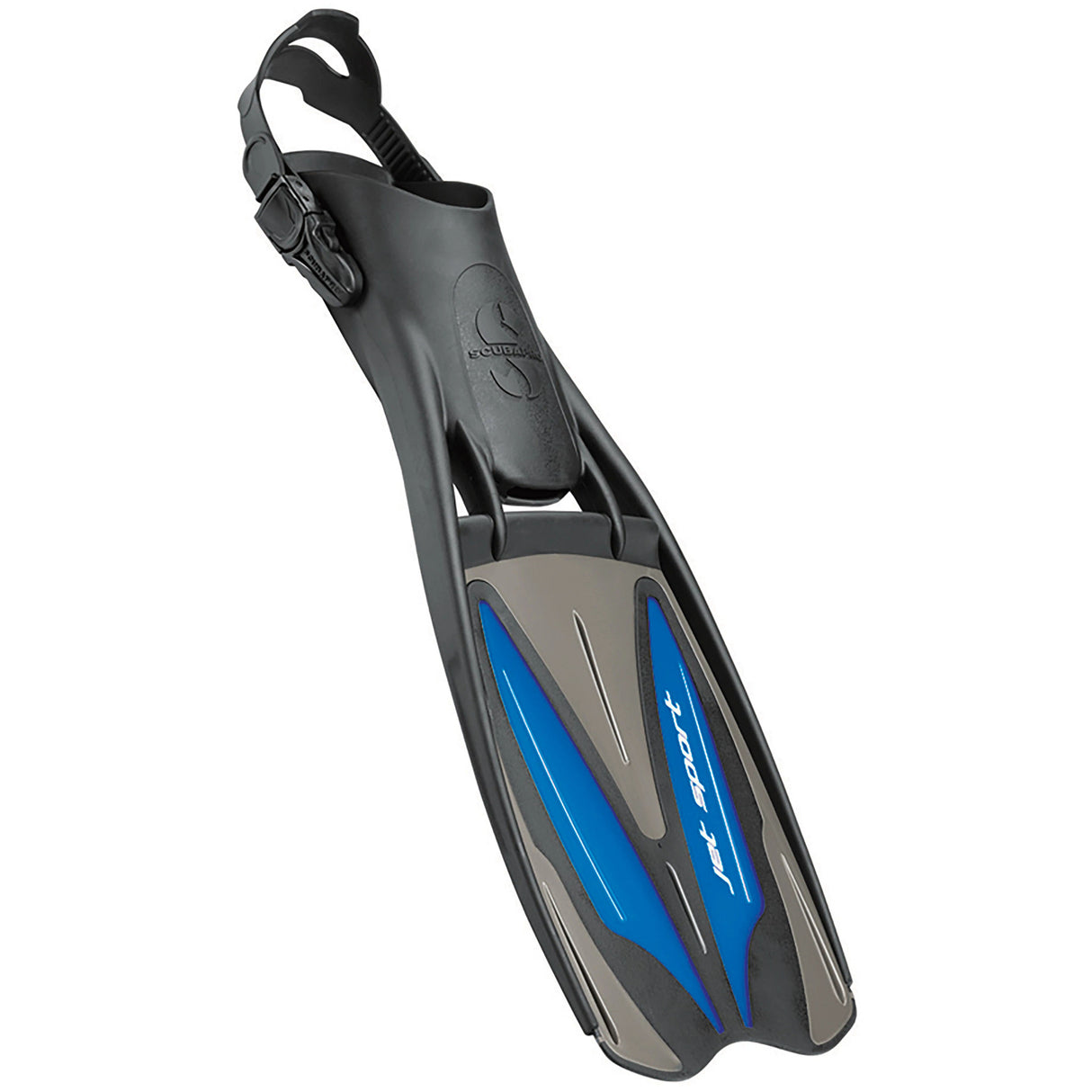Scubapro Jet Sport Adjustable Open Heel Scuba Diving Fin-Black/Blue-XS (5-6)-
