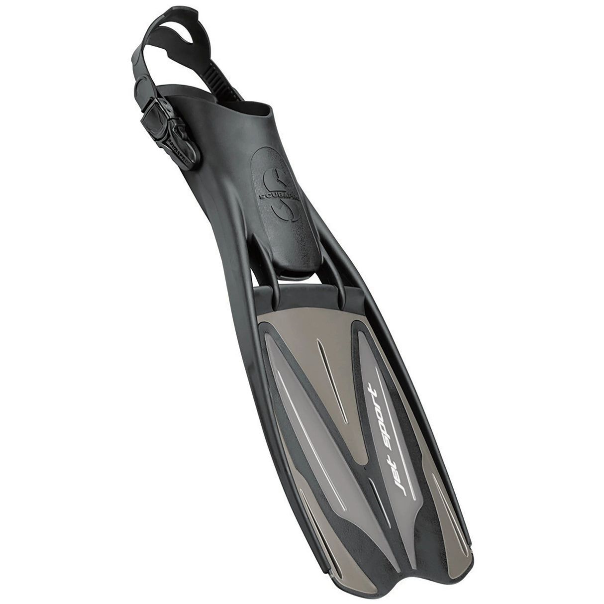 Scubapro Jet Sport Adjustable Open Heel Scuba Diving Fin-Black/Gray-XS (5-6)-
