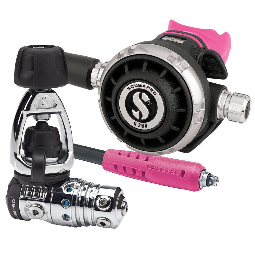 Scubapro MK25 EVO DIN 300/G260 Dive Regulator with Mouthpiece Hose Protector-Pink-YOKE-