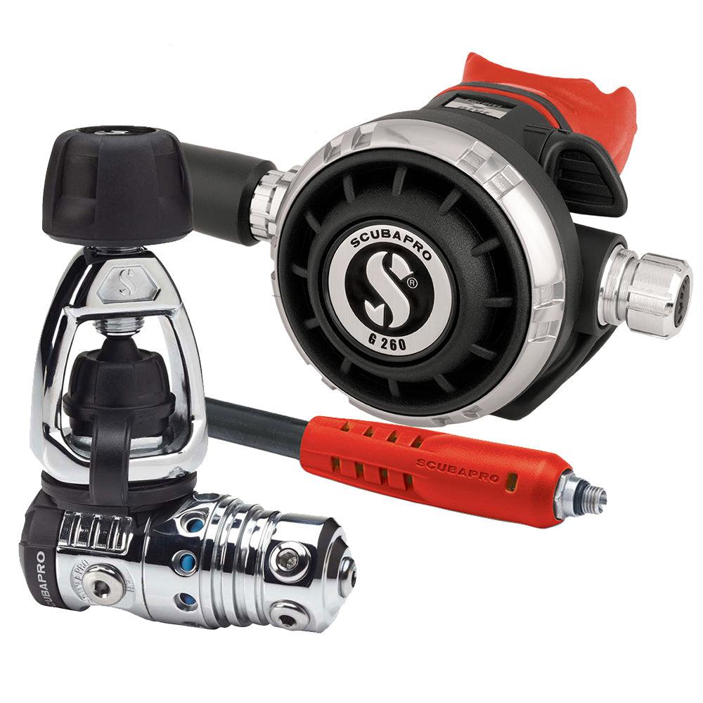 Scubapro MK25 EVO DIN 300/G260 Dive Regulator with Mouthpiece Hose Protector-Red-YOKE-