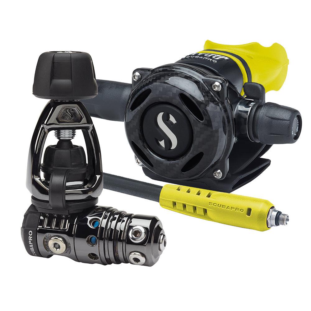 Scubapro MK25 EVO/A700 CARBON BT Dive Regulator DIN with Mouthpiece & Hose Protector-Yellow-YOKE-