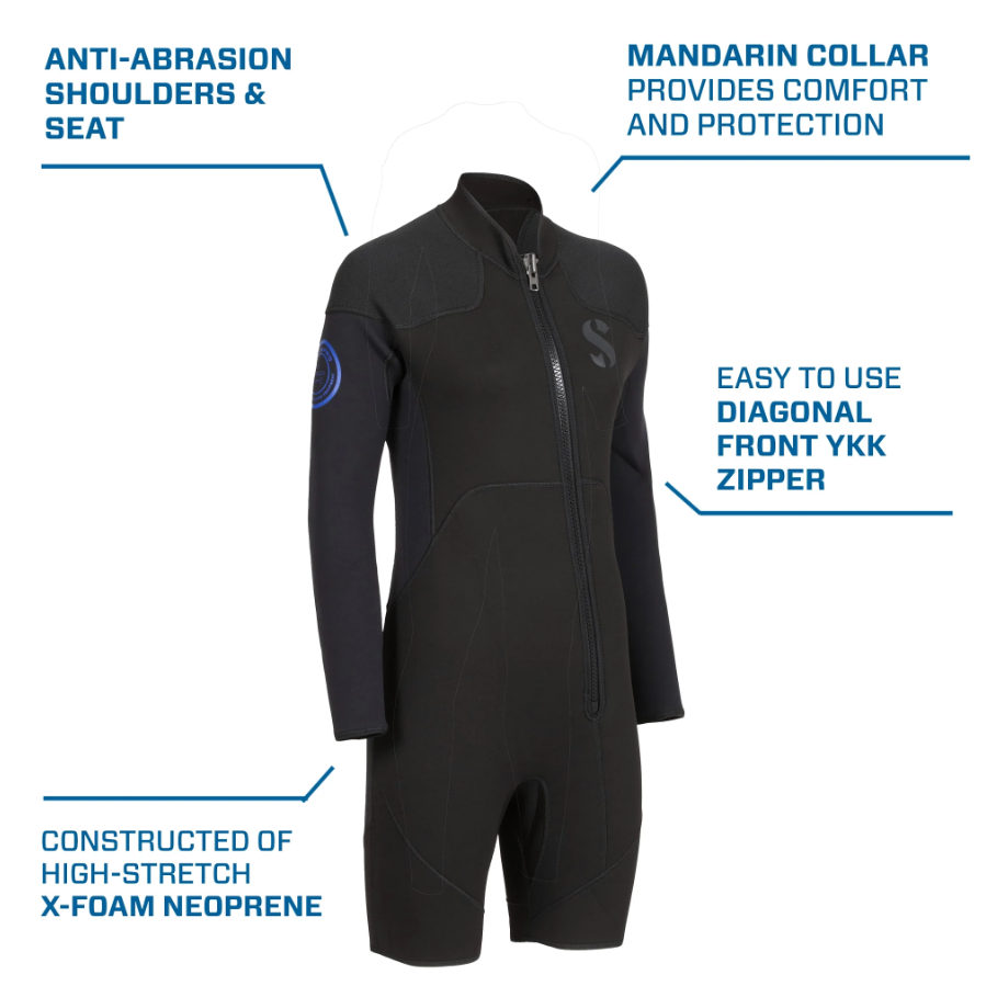 Scubapro Oneflex Steamer Caribbean Shorty 3mm Long Sleeve Wetsuit-