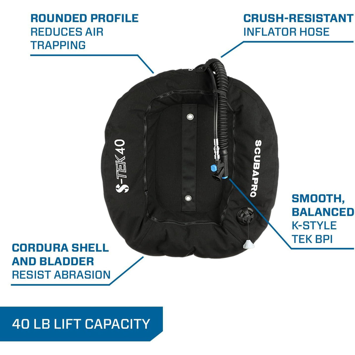 Scubapro S-TEK Donut Wing 40 + S-TEK Pro Harness SS + Back Shoulder Waist Pad-