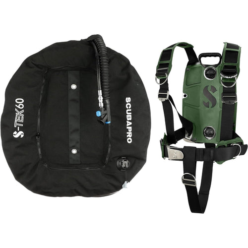 Scubapro S-TEK Donut Wing 60 + S-TEK Pro Harness SS + Back Shoulder Waist Pad Armygreen-
