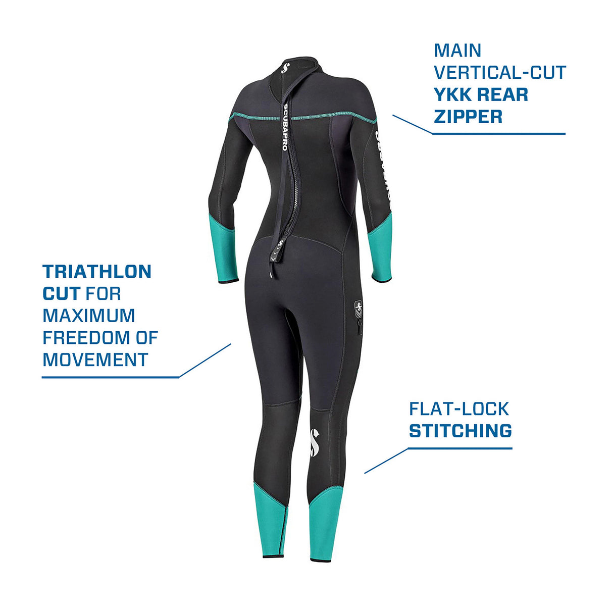 Scubapro Sport Steamer 3mm Bzip Womens Full Scuba Diving Wetsuit-