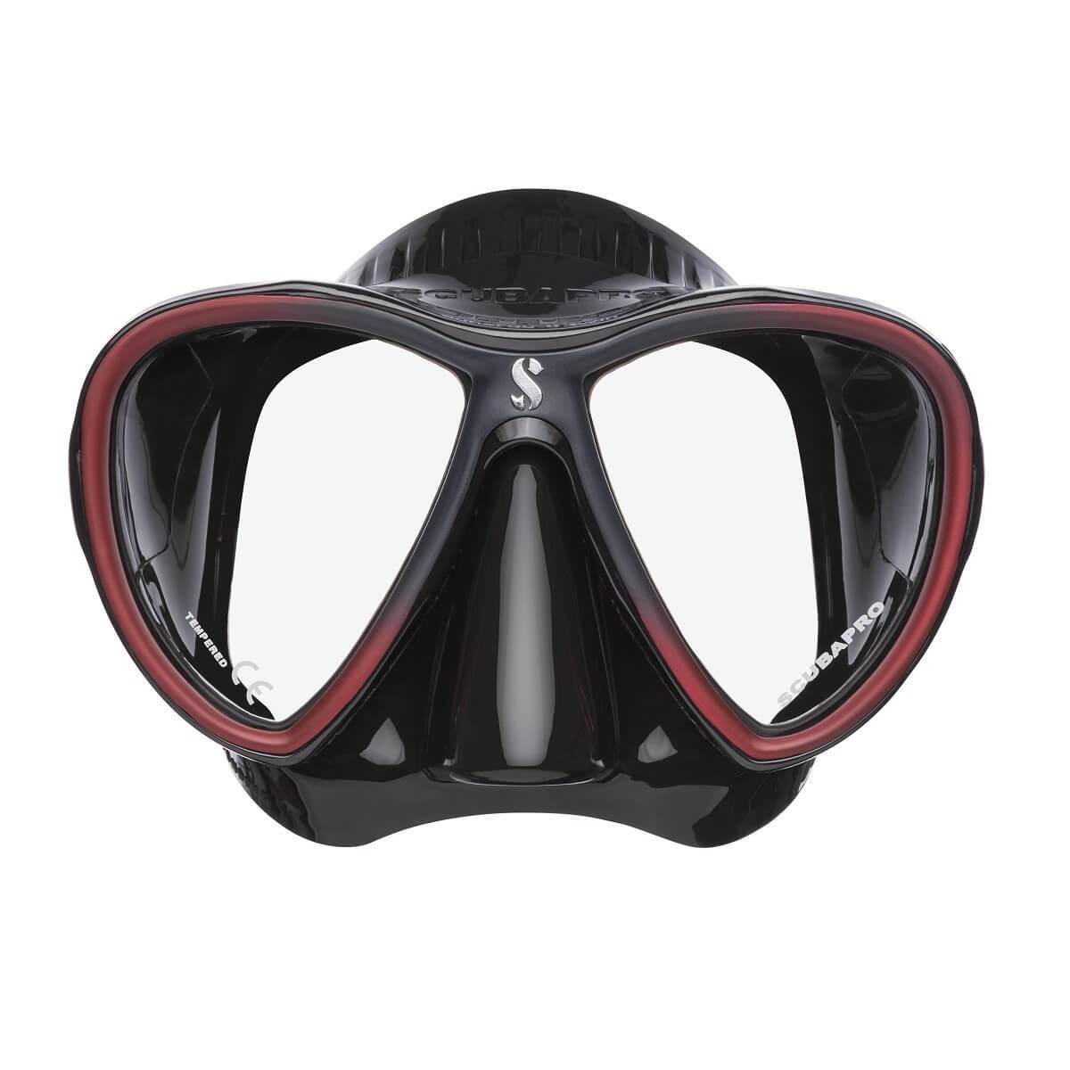 Scubapro Synergy 2 Twin Trufit Scuba Diving Mask w/ Comfort Strap-Black/Black/Redw/comfortstrap-Black-