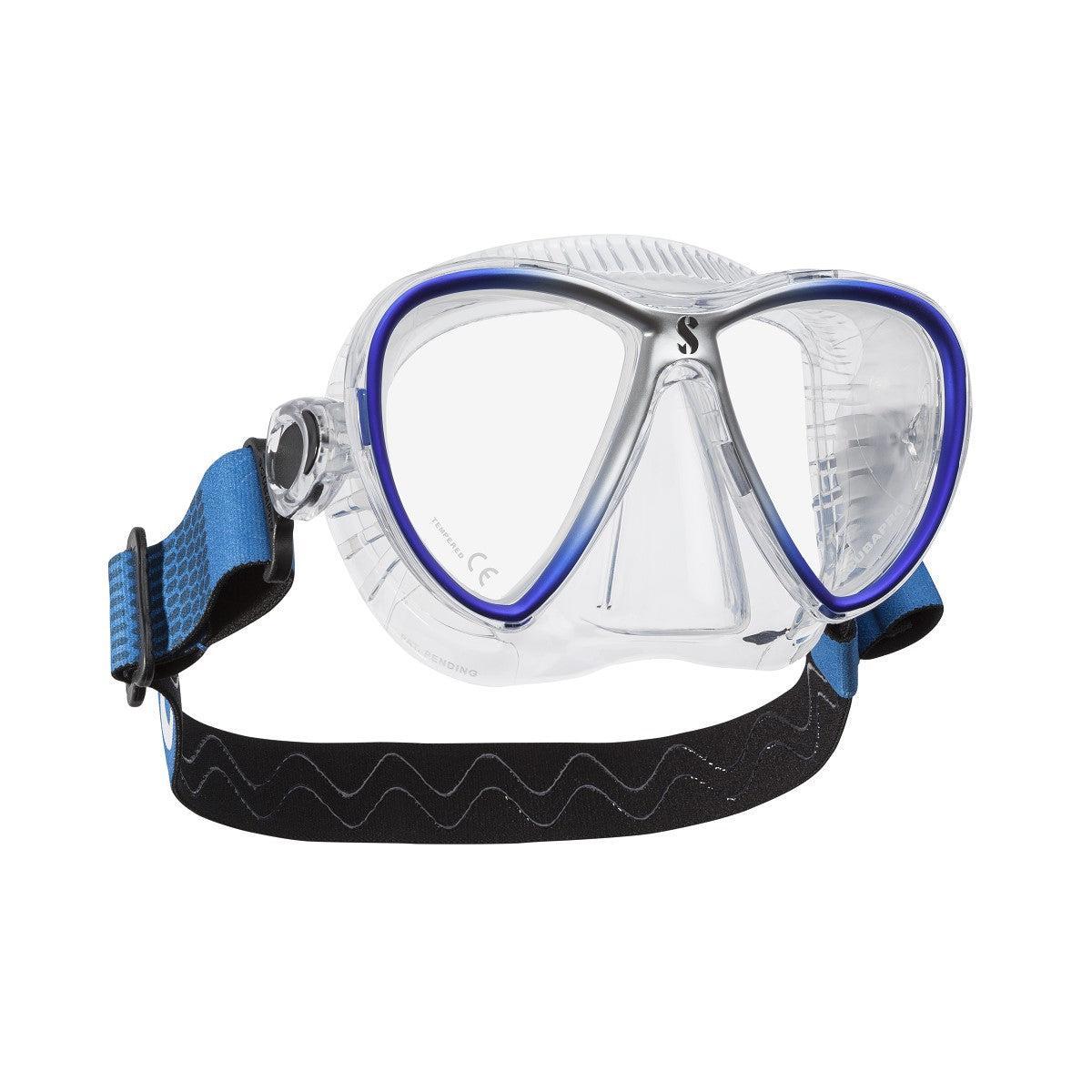 Scubapro Synergy Twin Dive Mask with Comfort Strap-Clear/Blue-Clear Skirt-
