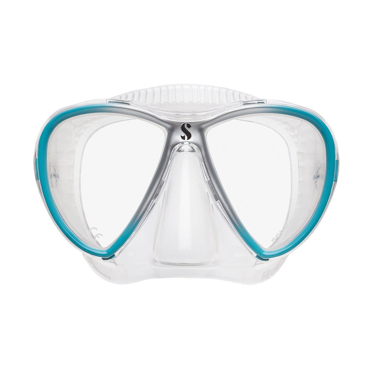 Scubapro Synergy Twin Dive Mask with Comfort Strap-Clear/Turquoise-Clear Skirt-