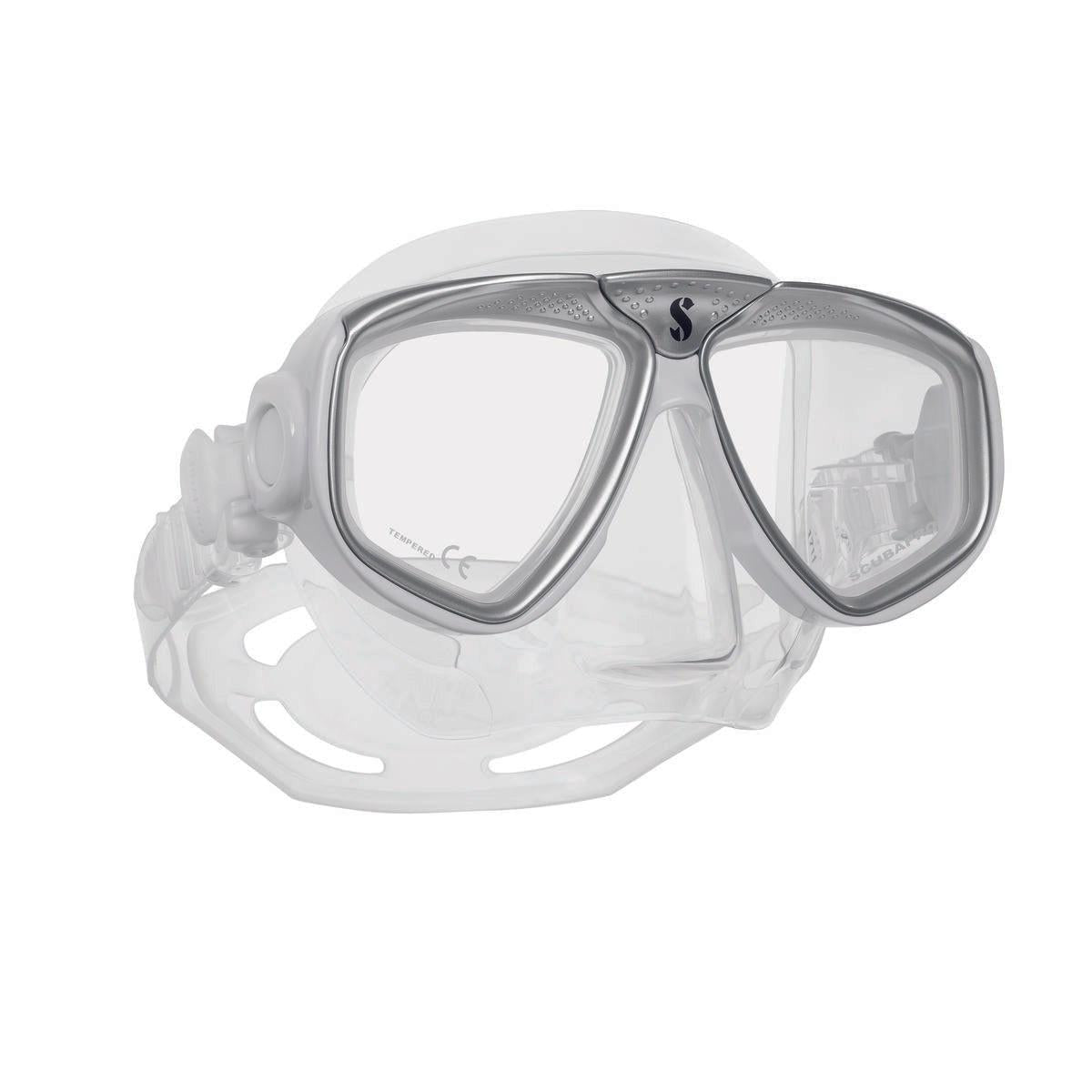Scubapro Zoom Low-Volume Dual Lens Scuba Diving Mask-Clear Silicone/White Silver-