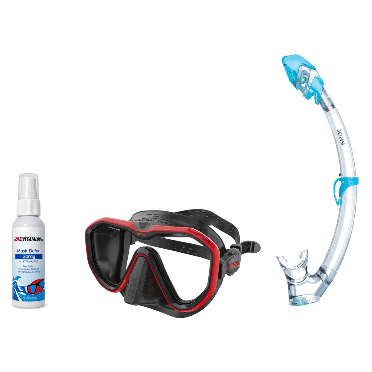Seac Mask + Snorkel Package – Appeal Mask + Reverse Dry Snorkel + Free Mask Defog Spray — Red, Seac Tribe Dry Scuba Diving S…