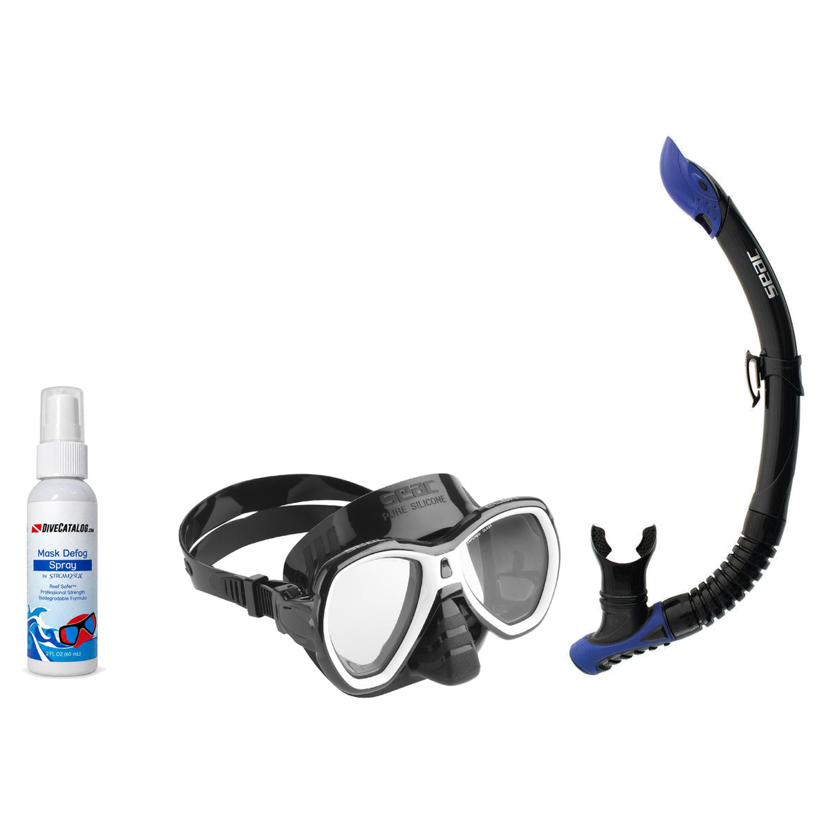 Seac Mask + Snorkel Package – Elba Adult Mask + Tribe Dry Snorkel + Free Mask Defog Spray — White, Seac Reverse Snorkel Anti…