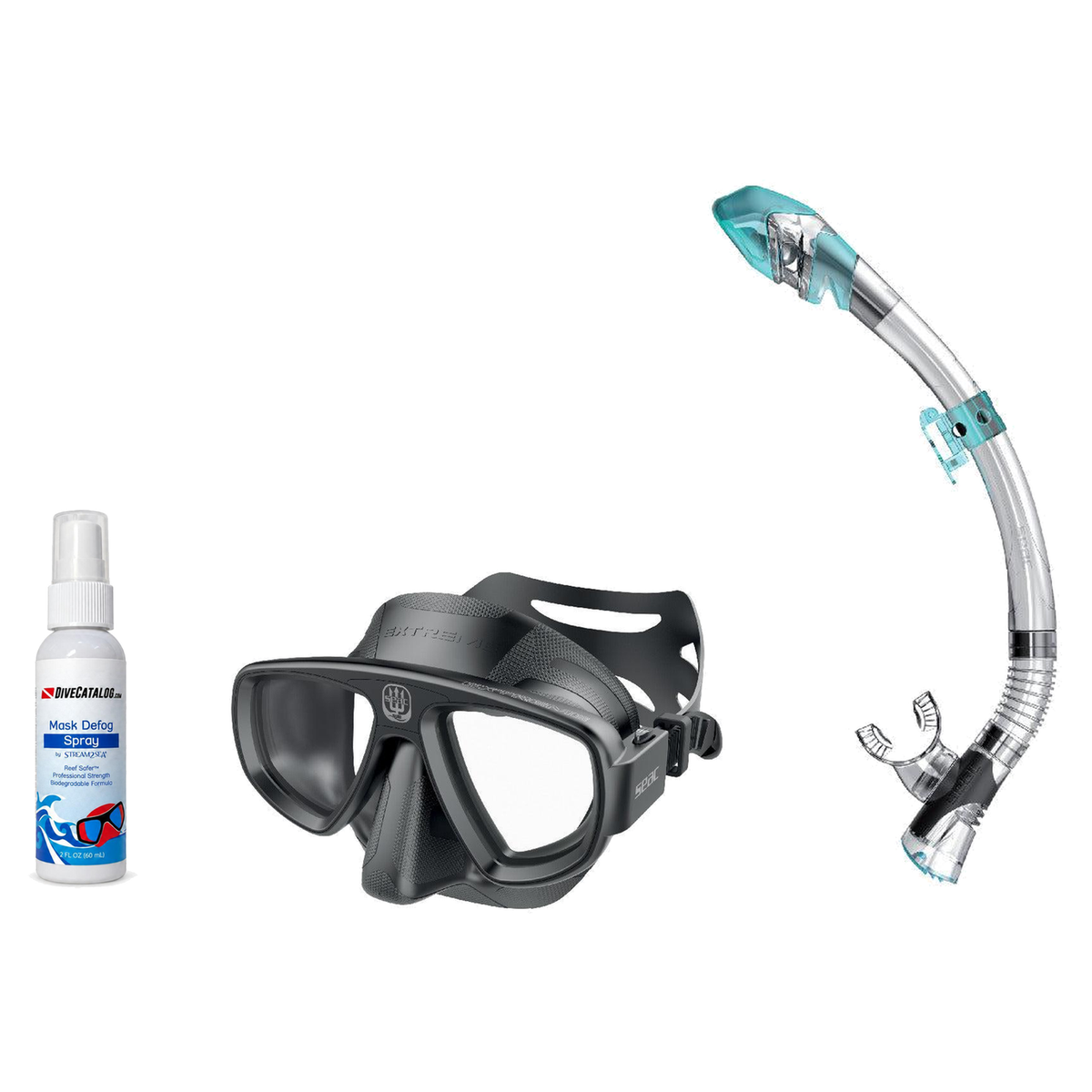 Seac Mask + Snorkel Package – Extreme 50 Years Mask + Tribe Dry Snorkel + Free Mask Defog Spray — Black, Seac Fast Tech Dry…
