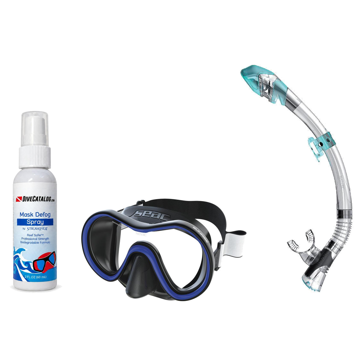 Seac Mask + Snorkel Package – Sunrise Single Lens Mask + Reverse Dry Snorkel + Free Mask Defog Spray — Seac Fast Tech Dry Ad…