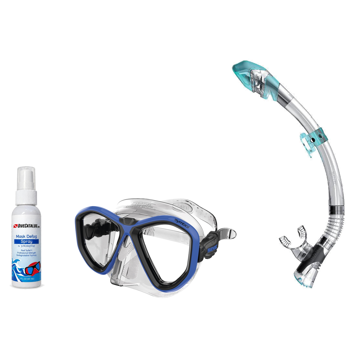 Seac Mask + Snorkel Package – Symbol Mask + Reverse Dry Snorkel + Free Mask Defog Spray — Blue, Seac Fast Tech Dry Adult Scu…