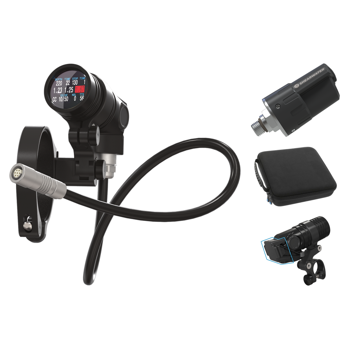 Shearwater NERD 2 Dive Computer + Swift Transmitter + EVA Case + Charging Clip Package — Fischer