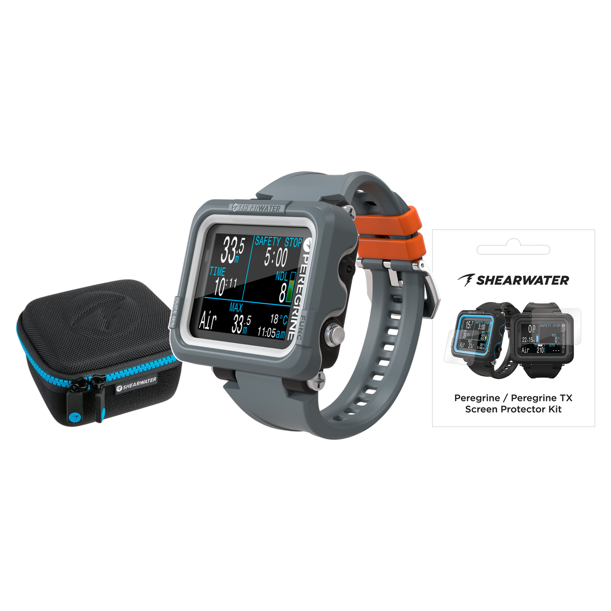 Shearwater Peregrine Dive Computer + EVA Travel Case + Screen Protectors Package — Adventures Dark