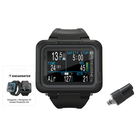Shearwater Peregrine TX Dive Computer + Swift Transmitter + Screen Protectors Package