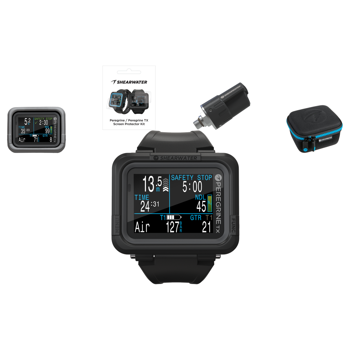 Shearwater Peregrine TX Dive Computer + Swift Transmitter + EVA Travel Case + Screen Protectors + Silicone Case Package — in…