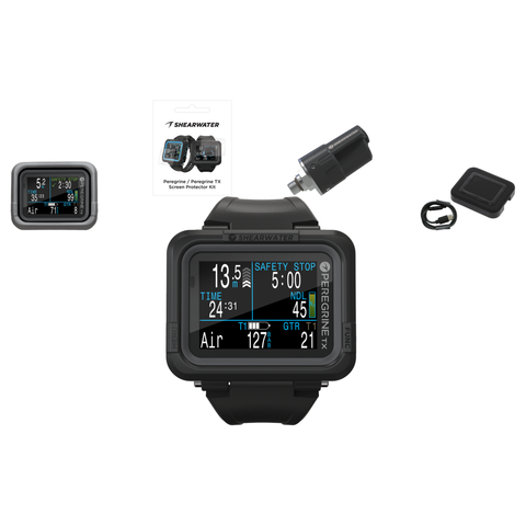 Shearwater Peregrine TX Dive Computer + Swift Transmitter + Screen Protectors + Silicone Case + Charger Package