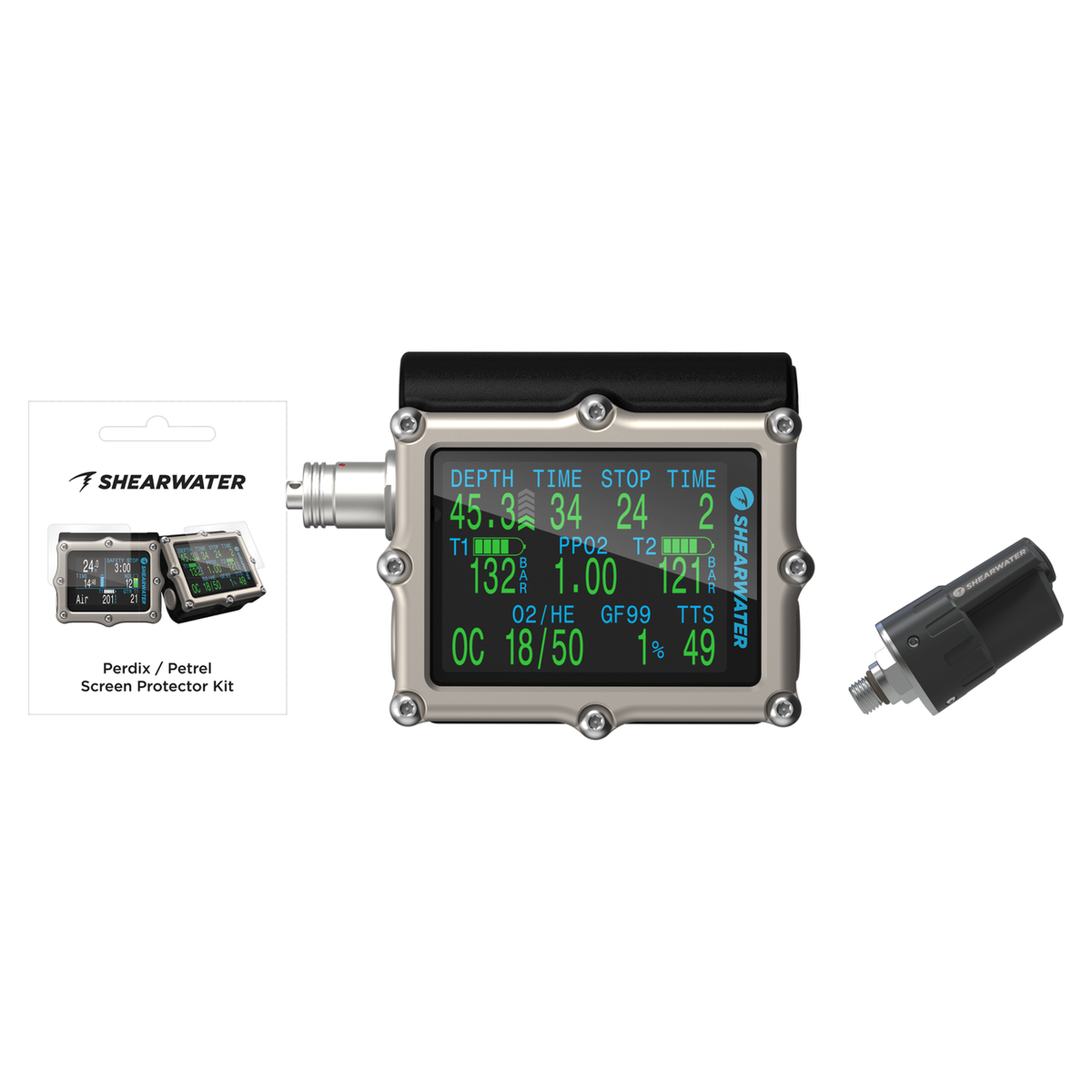 Shearwater Petrel 3 Dive Computer + Swift Transmitter + Screen Protectors Package — Fischer