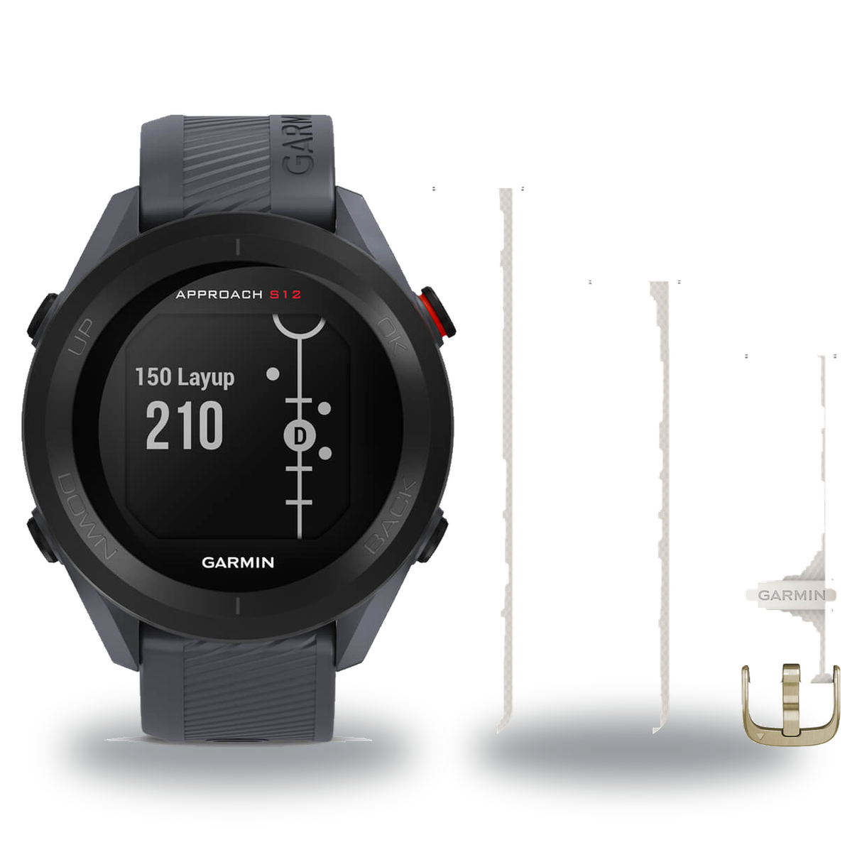 Garmin Approach S12 Golf Smartwatch + Quick Release 20mm Band Package — Granite Blue
