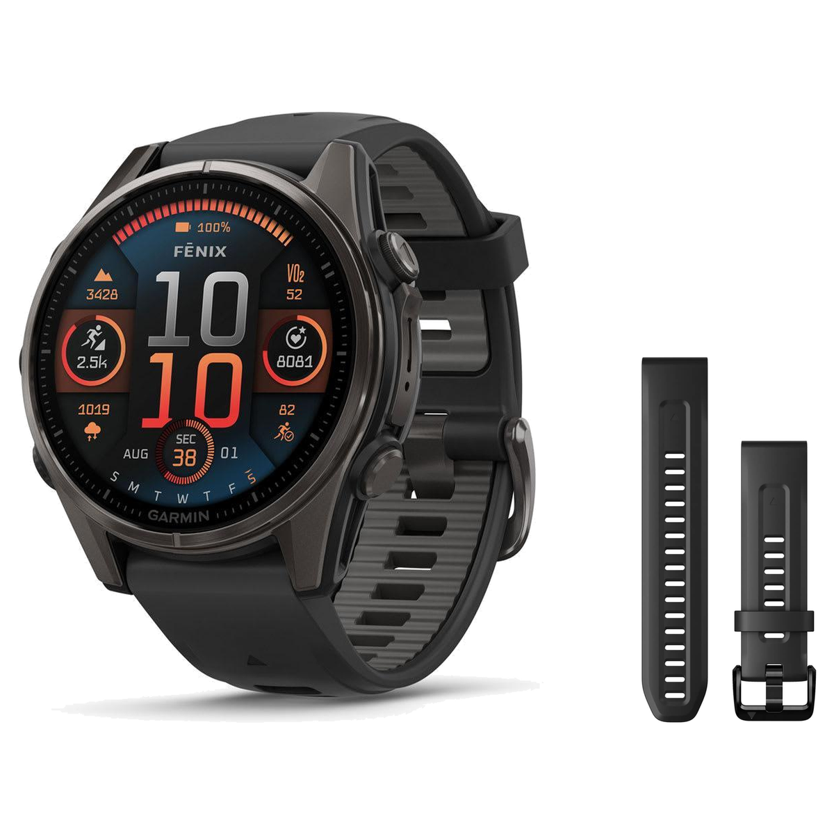 Garmin fenix 8 43mm Smartwatch + QuickFit 20 Band Package — includes Garmin Fenix 8 Multisport Smartwatch, Garmin QuickFit 2…
